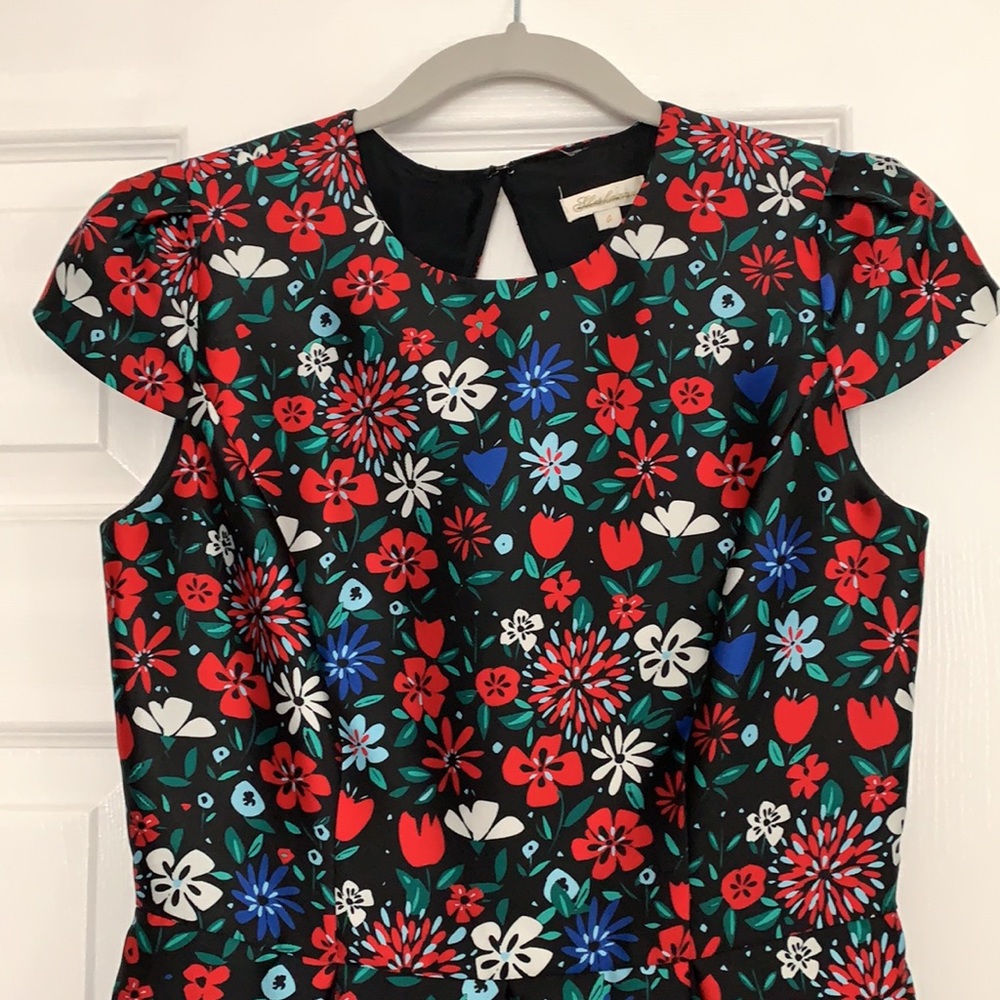 Shoshanna Black Floral dress open back size 4